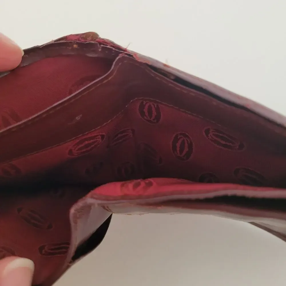 Cartier Men's Vintage Bifold Leather Bordeaux Red Wallet Medium‎ Retro Card Fair
